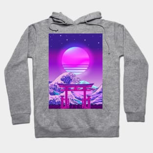 Great Wave off Kanagawa Torii Gate Synthwave Hoodie